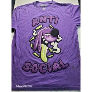 Raw Own The Now Anti Social Mens L T-shirt  Raised Lettering Dog